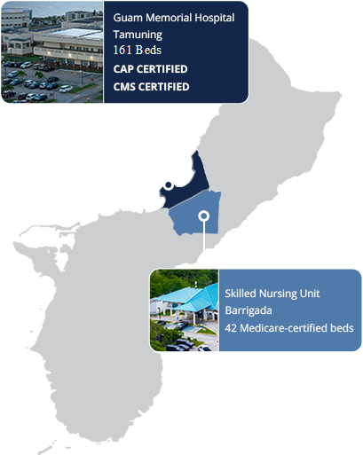 Map of Guam Showing 2 Locations of GMH